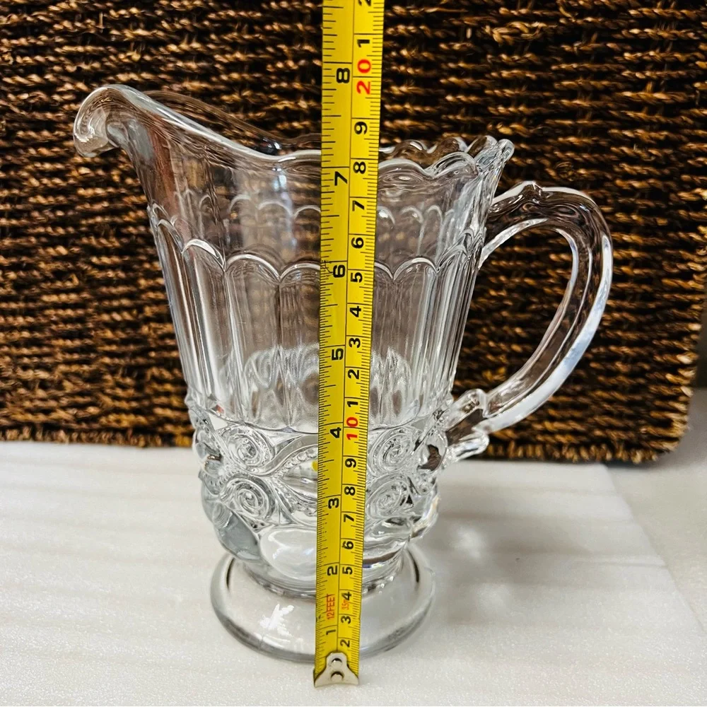 Vintage Mosser Glass Eyewinker Pattern Clear Glass 24 Oz Pitcher EAPG